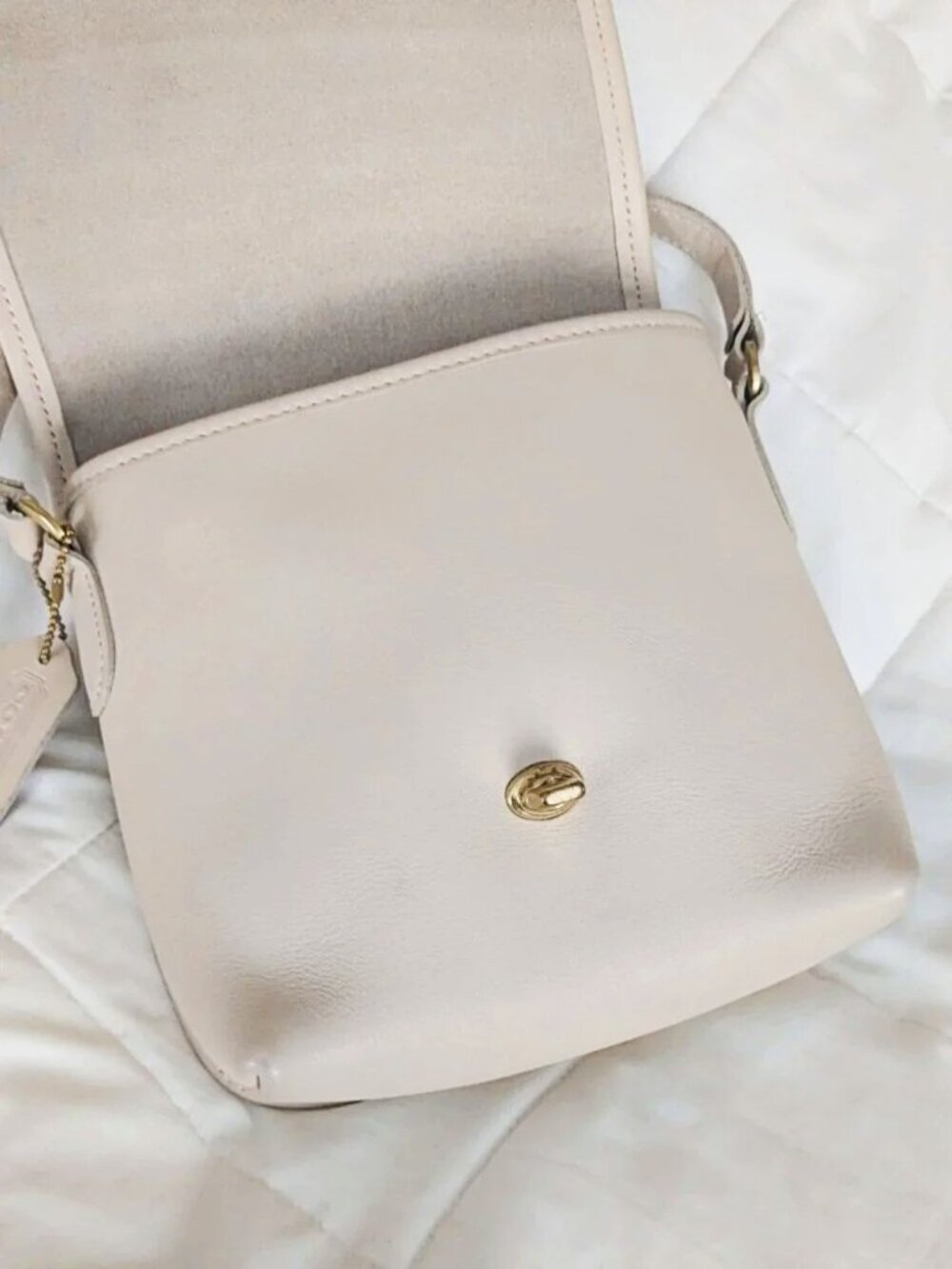 Vintage Coach Companion Flap Turnlock Bag 9076 in Bone Cream 1990s MADE IN USA - Picture 6 of 14